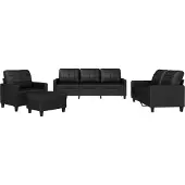 vidaXL 4-delige Loungeset met kussens kunstleer zwart