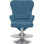 vidaXL Ei Stoel met Voetensteun with Footstool Blauw Fluweel