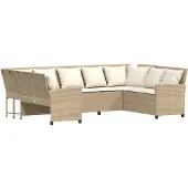 vidaXL Tuinbank met kussens poly rattan beige