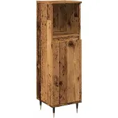 vidaXL Badkamerkast 30x30x100 cm bewerkt hout oud houtkleurig