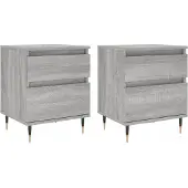 vidaXL Nachtkastjes 2 st 40x35x50 cm bewerkt hout grijs sonoma eiken