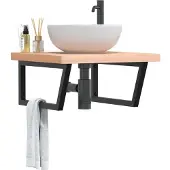 vidaXL Badkamer wandschap staal en massief beukenhout