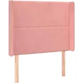 vidaXL Hoofdbord met randen 163x16x118/128 cm fluweel roze