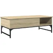 vidaXL Salontafel 100x50x35 cm bewerkt hout en metaal sonoma eiken