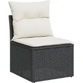 vidaXL 5-delige Loungeset met kussens poly rattan zwart