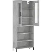 vidaXL Hoge kast 69,5x34x180 cm bewerkt hout betongrijs