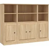 vidaXL Hoge kasten 3 st bewerkt hout sonoma eikenkleurig