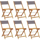vidaXL Tuinstoelen 6 st inklapbaar massief hout en stof antracietkleur