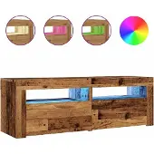 vidaXL Tv-meubel met LED 120x35x40 cm bewerkt hout oud hout