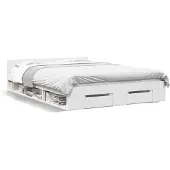 vidaXL Bedframe met lades, wit, 160x200 cm, houtvezel
