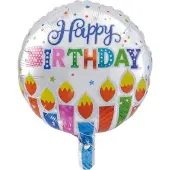 We Fiesta Folieballon rond happy birthday stippen & kaarsen 46 cm