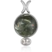 Cavill - Zilveren hanger - 925 Sterling Zilver gerhodineerd - Serafiniet 11 5 ct & Witte Topaas 0 6 ct - Handgemaakt, Minimalistisch, Groen Wit
