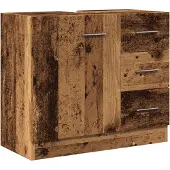 vidaXL Wastafelkast 63x30x54 cm bewerkt hout oud houtkleurig