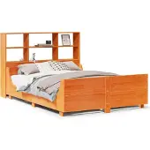 vidaXL Bed met boekenkast zonder matras hout wasbruin 150x200 cm