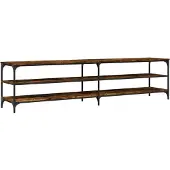 vidaXL Tv-meubel 200x30x50 cm bewerkt hout metaal gerookt eikenkleurig