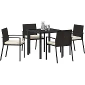vidaXL Tuin Eettafel Set 5 st Zwart Gepoedercoat staal