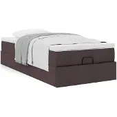 vidaXL Ottoman bed met matras 90x200cm stof donkerbruin