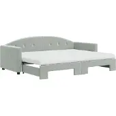 vidaXL Slaapbank onderschuifbed matrassen 100x200cm fluweel lichtgrijs