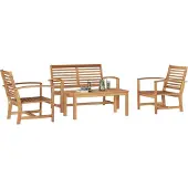 vidaXL Tuinset met 4 tuinstoelen, naturel, massief teakhout