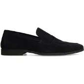 Manfield Donkerblauwe suède loafers | Maat 46