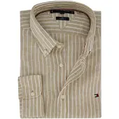 Tommy Hilfiger overhemd beige 100% linnen strepen