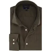 Tommy Hilfiger overhemd effen legergroen 100% linnen