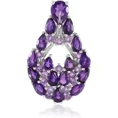 Cavill - Zilveren Hanger - 925 Sterling Zilver Geplatineerd - Zambia Amethist 0 51 ct - 3 49 ct Totaal - Elegant Lavendel Paars Peervormig Sieraad