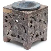 Ancient Wisdom Vierkante zeepstenen oliebrander 10x7,5cm - Olifant