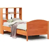 vidaXL Bed met boekenkast zonder matras grenenhout wasbruin 100x200 cm