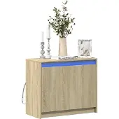 vidaXL LED-zijtafel Sonoma-eik, 72x34x61 cm, houtvezel