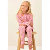 Little label pyjama met strikjes print Roze Meisjes Stretchkatoen Ronde hals - maat 92