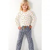 Little label pyjama van katoen wit/blauw/geel Meisjes Stretchkatoen Ronde hals - maat 170/176