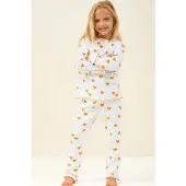 Little label pyjama blauw met hartjes print Meisjes Stretchkatoen Ronde hals - maat 92