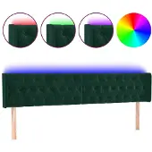 vidaXL Hoofdbord LED 203x16x78/88 cm fluweel donkergroen