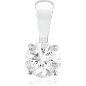 Cavill - Zilveren Hanger - 925 Sterling Zilver Geplatineerd - 0,859 ct Cambodjaanse Zirkoon Rond Briljant - Elegant Luxe Design 12x5,5 mm