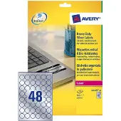 Avery-Zweckform laseretiket rond 30mm zilver 20 vel 48 etiketten per vel