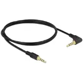 DeLOCK 3,5mm Jack 4-polig audio/video slim kabel met extra ruimte AWG24 - haaks / zwart - 1 meter