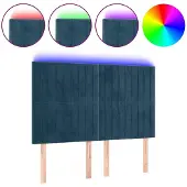 vidaXL Hoofdbord LED 144x5x118/128 cm fluweel donkerblauw