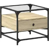 vidaXL Salontafel met glazen blad 50x50x45 cm sonoma eiken staal