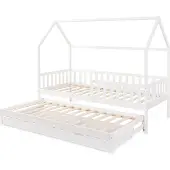 En.casa Kinderbed Aarghonmaa met uitschuifbed en opberglades 90x200 cm wit []