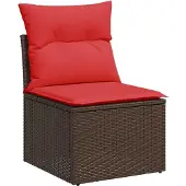 vidaXL 9-delige tuinbankset met kussens, bruin polyrotan