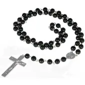 LGT JWLS Rozenkrans zwarte kralen Crucifix Kruis