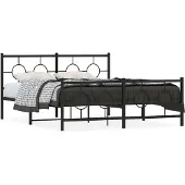 vidaXL Bedframe met hoofd- en voeteneinde metaal zwart 150x200 cm