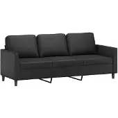 vidaXL Driezitsbank 180 cm kunstleer zwart