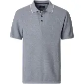 Casa Moda gebreide polo blauw 3 knoops sluiting
