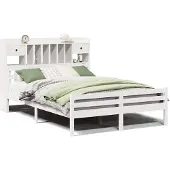 vidaXL Bed met boekenkast zonder matras grenenhout wit 140x200 cm