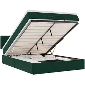 vidaXL Ottoman bed met matras en LED's 140x190cm fluweel donkergroen