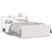 vidaXL Bedframe met hoofdeinde zonder matras 140x200 cm wit