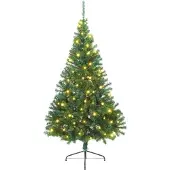 vidaXL Kunststof Voorverlichte Kerstboom met 300 LED Groen 210 cm PVC