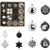 vidaXL Kerstbal Set 40 st Zwart en Wit Ø 6 cm Kunststof LED's